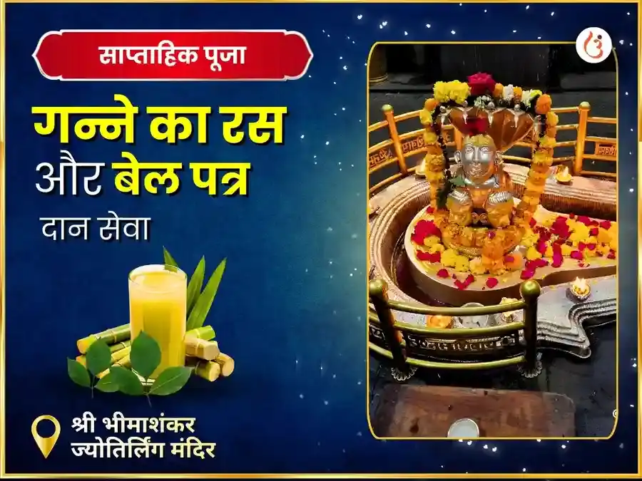 सोमवार विशेष भीमाशंकर ज्योतिर्लिंग साप्ताहिक गन्ना रस एवं बेलपत्र दान सेवा puja image 1