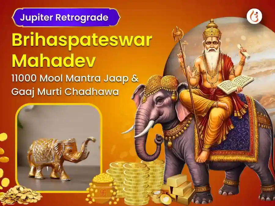  Jupiter Retrograde Special 11000 Guru Brihaspati Mool Mantra Jaap and Sacred Gaaj Murti Chadhawa  puja image 1