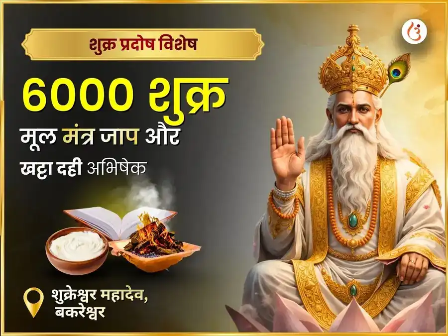 शुक्र प्रदोष विशेष 6000 शुक्र मूल मंत्र जाप ग्रह शांति अनुष्ठान एवं खट्टा दही अभिषेक puja image 1