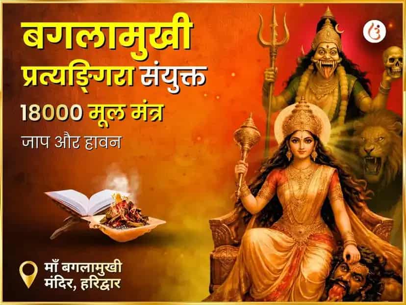 माँ बगलामुखी प्रत्यंगिरा संयुक्त 18000 मूल मंत्र जाप एवं निम्बू मिर्ची हवन puja image 1