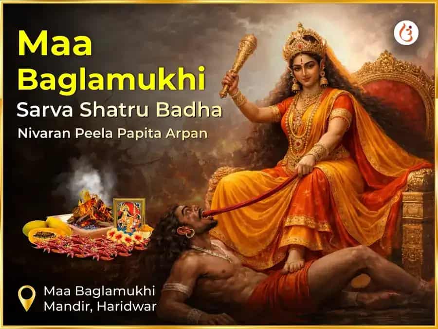 Maa Baglamukhi Sarva Shatru Badha Nivaran Peela Papita Arpan puja image 1
