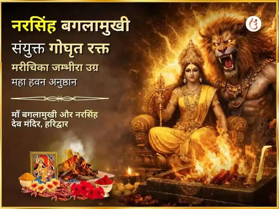 होलिका दहन विशेष नृसिंह बगलामुखी संयुक्त गोघृत रक्त मरीचिका जम्भिरा महा उग्र हवन अनुसुथन puja image 1