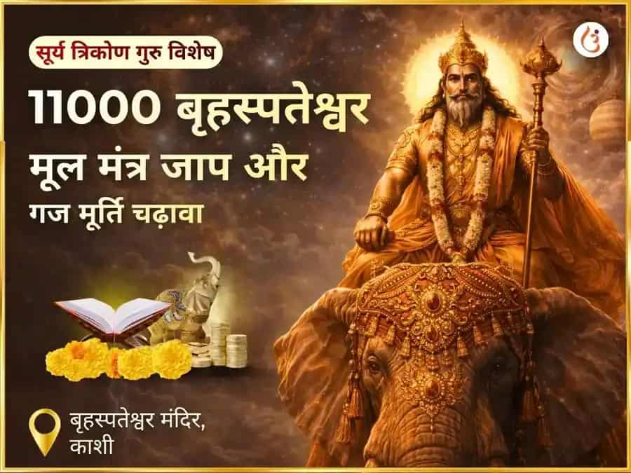सूर्य त्रिकोण गुरु विशेष 11000 बृहस्पतेश्वर मूल मंत्र जाप एवं गज मूर्ति चड़ावा puja image 1