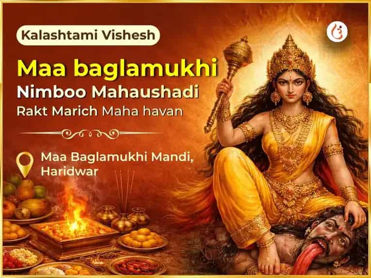 बगलामुखी जयंती विशेष माँ बगलामुखी लिंबू महौषधी रक्त मिर्च महा हवन puja image 1