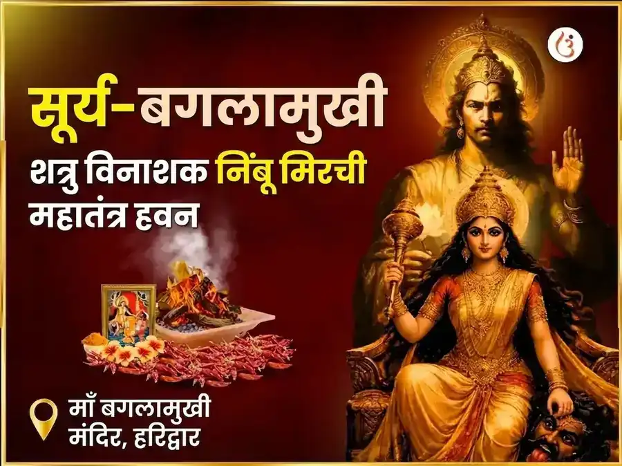 सूर्य-माँ बगलामुखी विशेष शत्रु विनाशक लिंबू मिरची महातंत्र हवन puja image 1