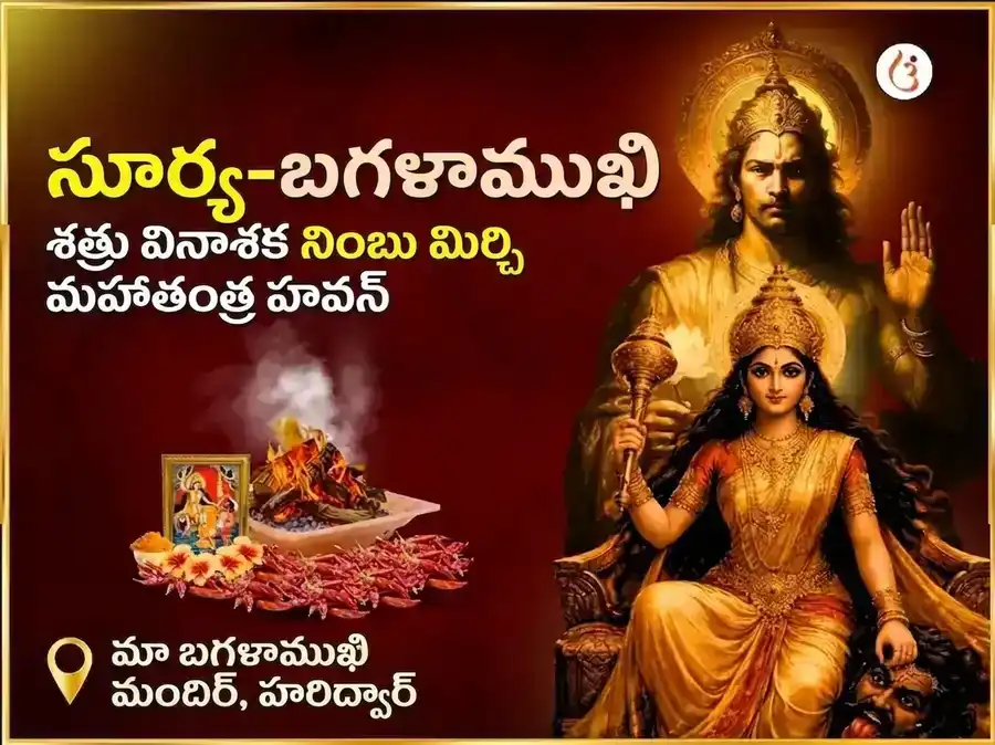 సూర్య-మా బగళాముఖి విశేష్ శత్రు వినాశక్ నిమ్మ మిర్చి మహాతంత్ర హవన్ puja image 1