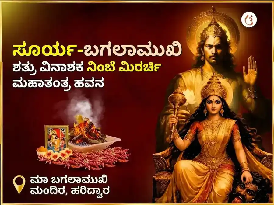 ಸೂರ್ಯ-ಮಾ ಬಗಲಾಮುಖಿ ವಿಶೇಷ ಶತ್ರು ವಿನಾಶಕ ನಿಂಬು ಮಿರ್ಚಿ ಮಹಾತಂತ್ರ ಹವನ puja image 1