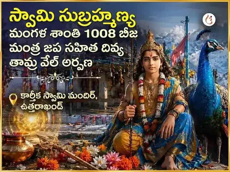 స్వామి సుబ్రహ్మణ్య మంగళ శాంతి 1008 బీజ మంత్ర జప సహిత దివ్య తామ్ర వేల్ అర్పణ puja image 1