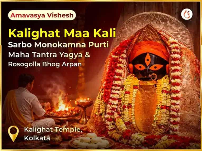 Amavasya Vishesh Kalighat Maa Kali Sarbo Monokamna Purti Maha Tantra Yagya & Rosogolla Bhog Arpan  puja image 1