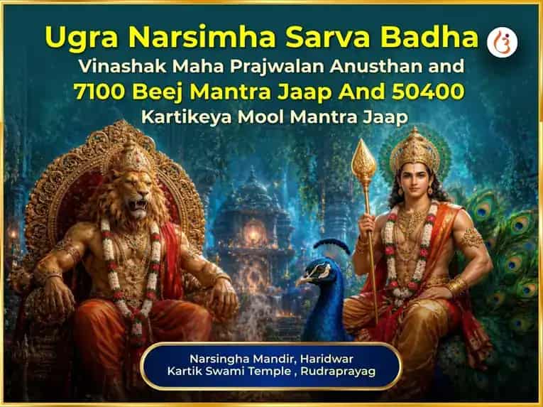 Ugra Narsimha Sarva Badha Vinashak Maha Prajwalan Anusthan & 7100 Beej Mantra Jaap & 50400 Kartikeya Mool Mantra Jaap puja image 1