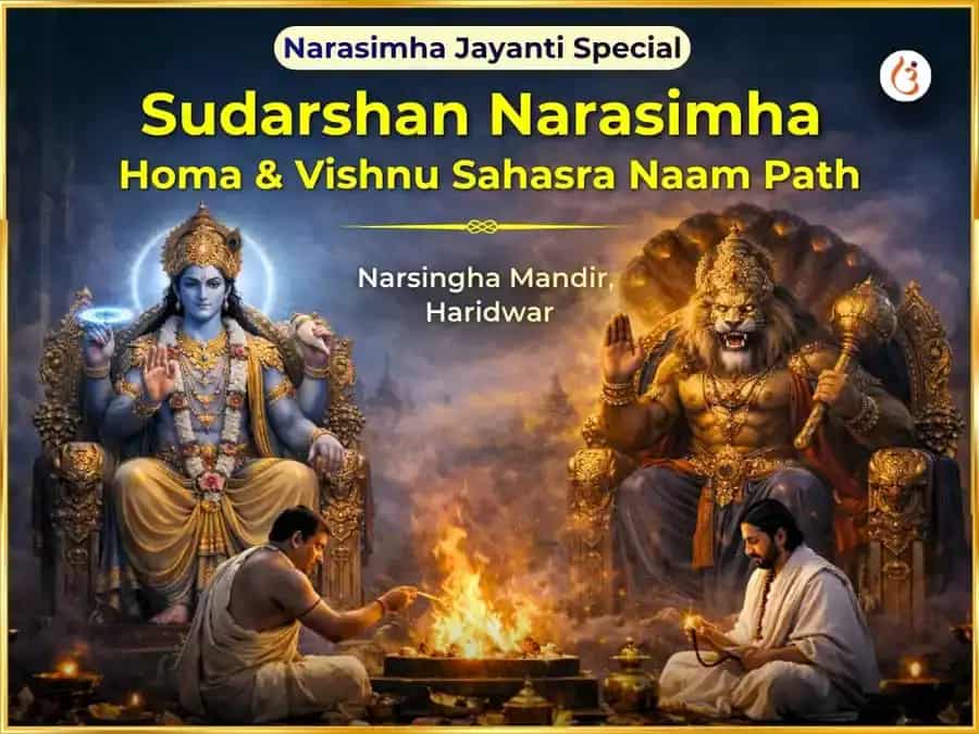 Narasimha Jayanti Special Sudarshan Narasimha Homa & Vishnu Sahasra Naam Path puja image 1