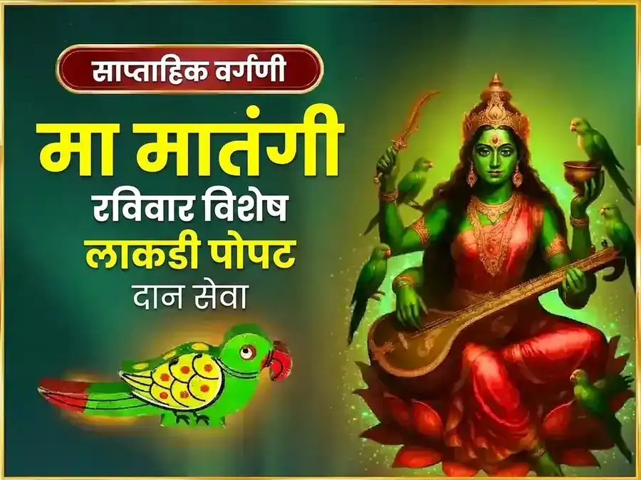 रविवार विशेष मा मातंगी साप्ताहिक लाकडी पोपट दान सेवा puja image 1
