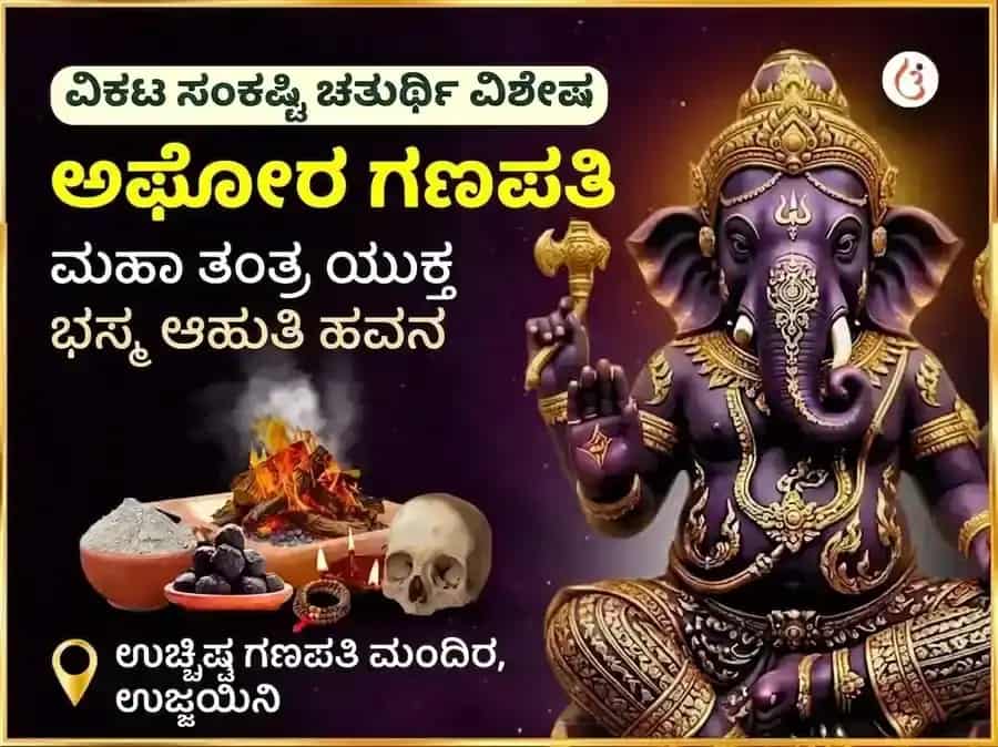 ವಿಕಟ ಸಂಕಷ್ಟಿ ಚತುರ್ಥಿ ವಿಶೇಷ ಅಘೋರ ಗಣಪತಿ ಮಹಾ ತಂತ್ರಯುಕ್ತ ಭಸ್ಮ ಆಹುತಿ ಹವನ puja image 1
