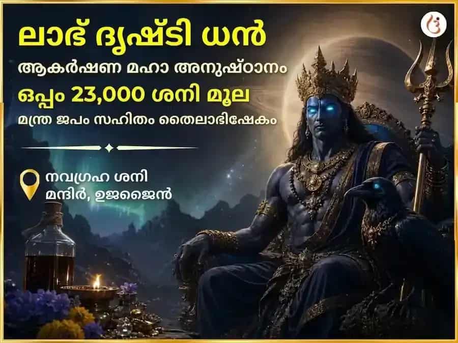 ലാഭ ദൃഷ്ടി ധന ആകർഷണ മഹാ അനുഷ്ഠാൻ & 23,000 ശനി മൂല മന്ത്ര ജപം സഹിതം തൈലാഭിഷേകം puja image 1