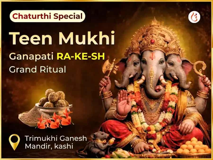 Teen Mukhi Ganapati Sankasthi Chaturthi Special Grand RA-KE-SH Ritual  puja image 1