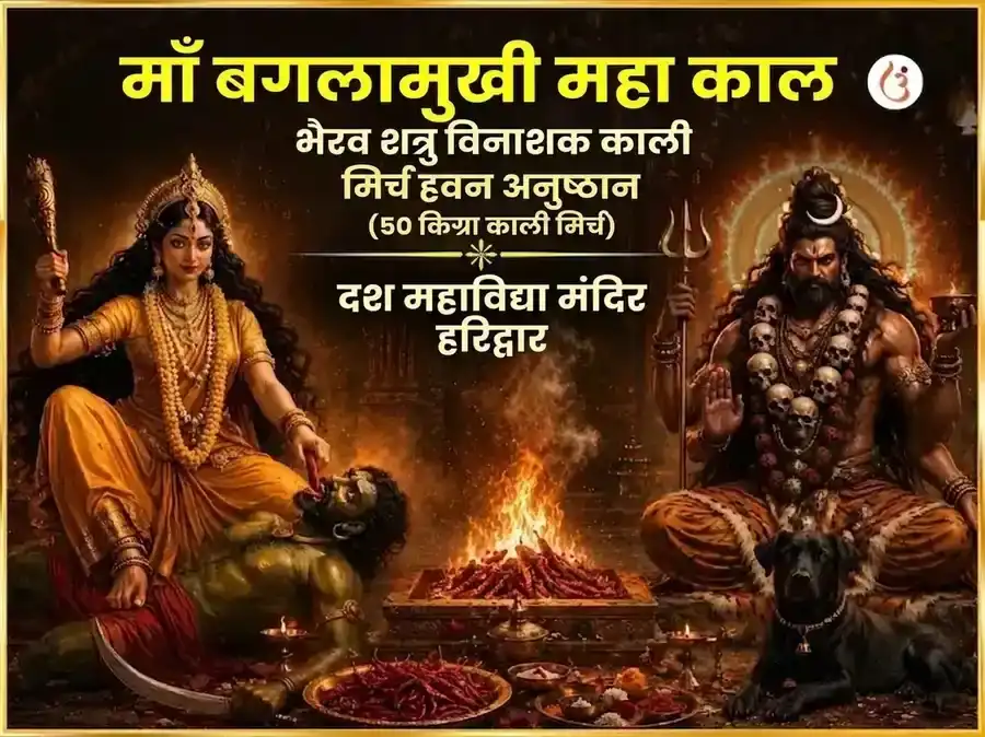 पूर्णिमा विशेष माँ बगलामुखी महा काल भैरव शत्रु विनाशक काली मिर्च हवन puja image 1