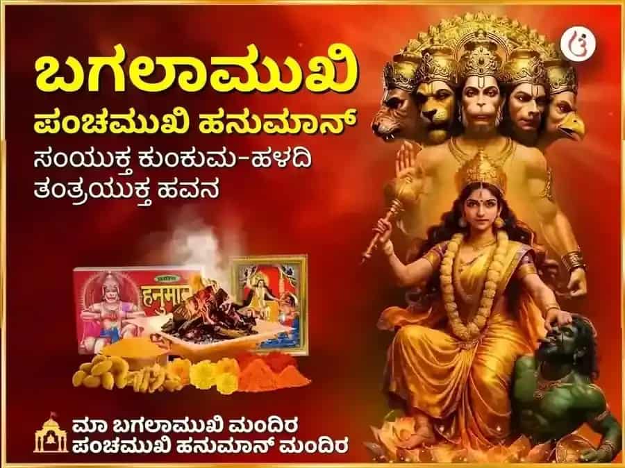 ಮಾ ಬಗಲಾಮುಖಿ ಪಂಚಮುಖಿ ಹನುಮಾನ್ ಸಂಯುಕ್ತ ಕುಂಕುಮ ಹಳದಿ ತಂತ್ರಯುಕ್ತ ಮಹಾ ಹವನ puja image 1