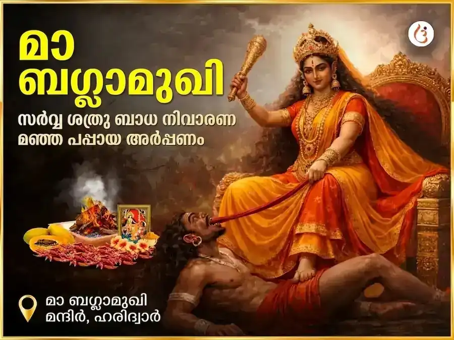 മാ ബഗളാമുഖി സർവ്വ ശത്രു ബാധാ നിവാരൺ പീല പപ്പിത അർപ്പൺ puja image 1