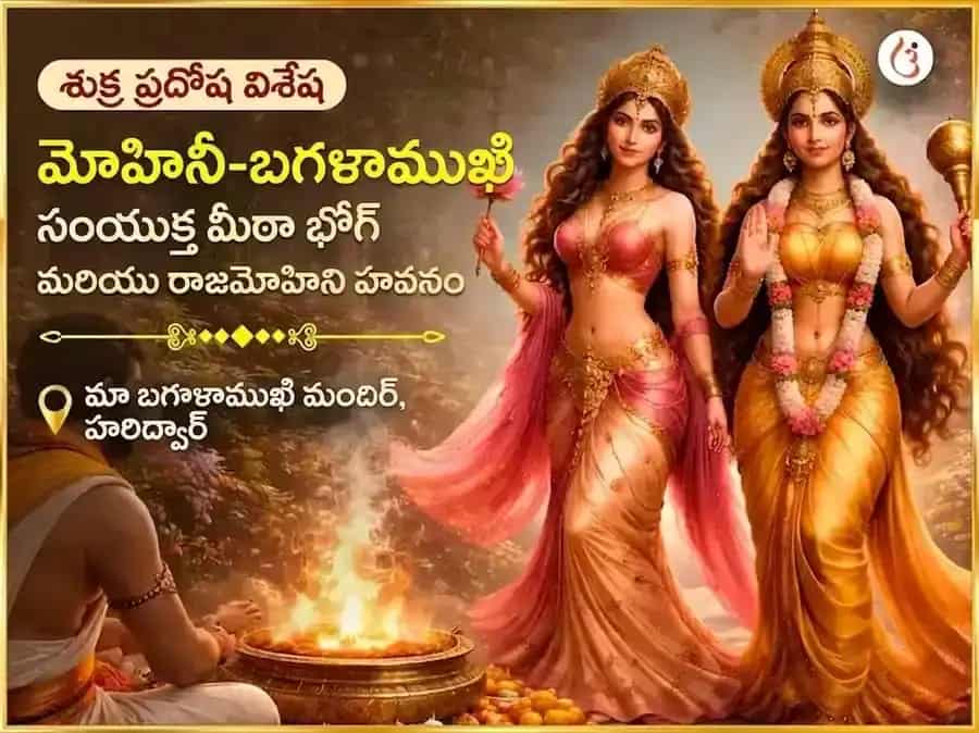 శుక్ర ప్రదోష ప్రత్యేక మోహిని–బగళాముఖి సంయుక్త మీఠా భోగ్ మరియు రాజమోహిని హవనం puja image 1