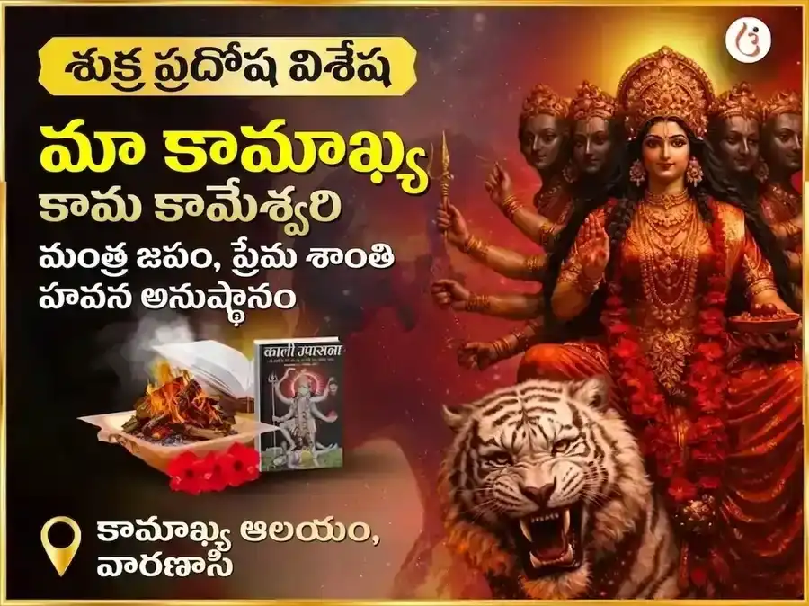 శుక్ర ప్రదోష విశేష మా కామాఖ్య కామ కామేశ్వరి మహా మంత్ర జపం మరియు ప్రేమ శాంతి హవన్ అనుష్ఠానం puja image 1