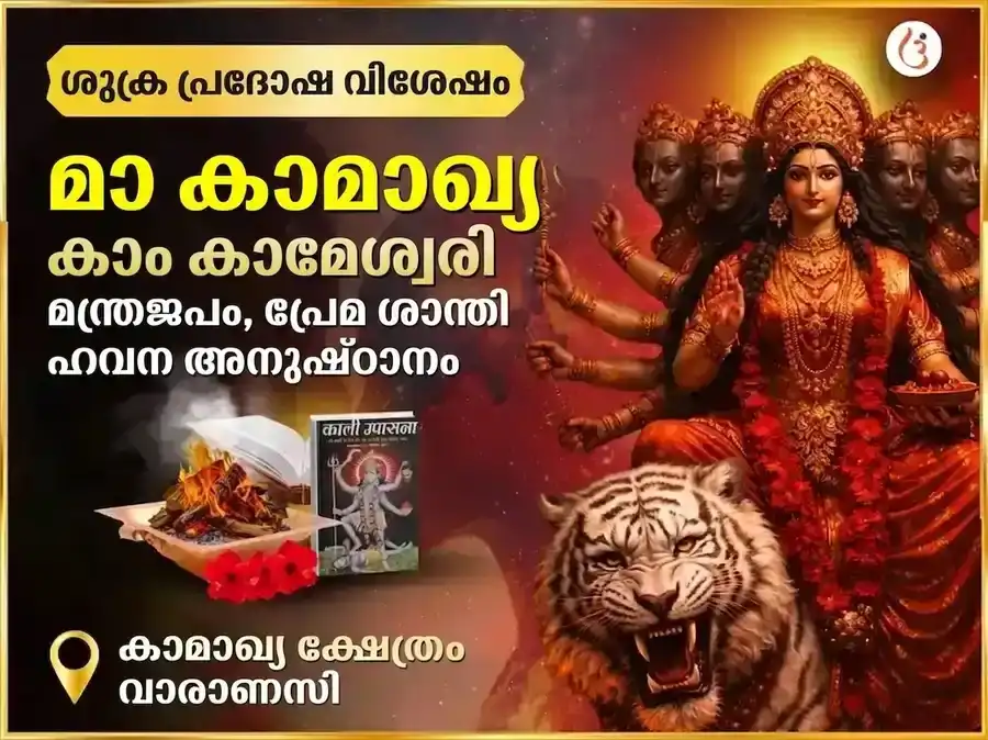 ശുക്ര പ്രദോഷ വിശേഷം മാ കാമാഖ്യ കാമ കാമേശ്വരി മഹാമന്ത്ര ജപവും പ്രേമ ശാന്തി ഹവന അനുഷ്ഠാനവും puja image 1