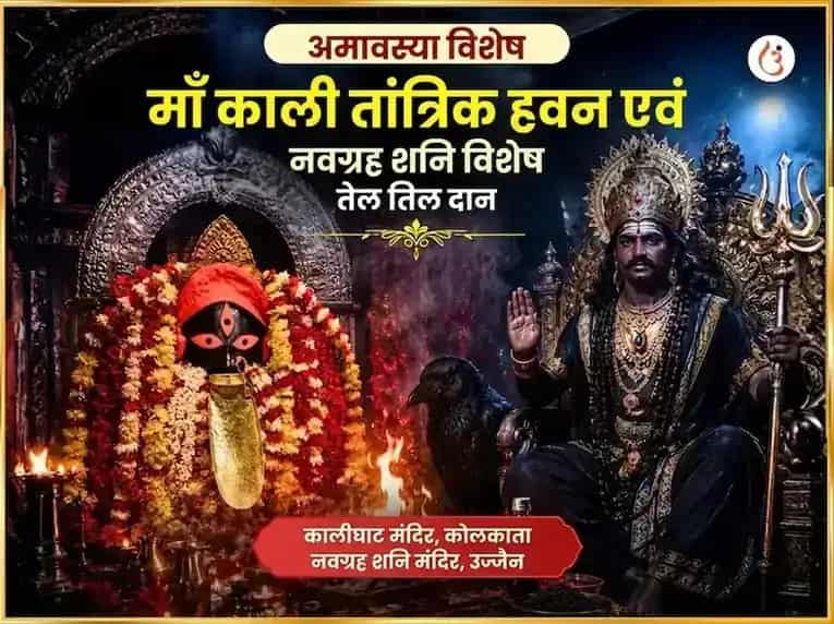 फलहारिणी अमावस्या विशेष माँ काली तांत्रिक हवन और नवग्रह शनि विशेष तेल तिल दान puja image 1