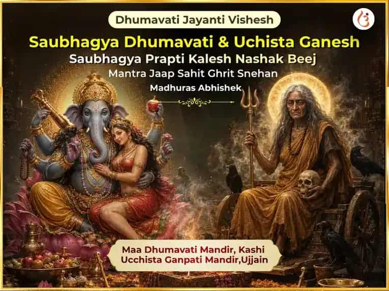 Dhumavati Jayanti Vishesh Saubhagya Dhumavati & Uchista Ganesh Saubhagya Prapti Klesh nashak Beej Mantra Jaap Sahit Ghrit Snehan Madhuras Abhishek puja image 1
