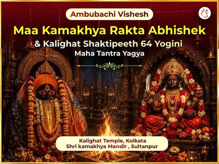 Ambubachi Special Maa Kamakhya Rakta Abhishek & Kalighat Shaktipeeth 64 Yogini Maha Tantra Yagya puja image 1