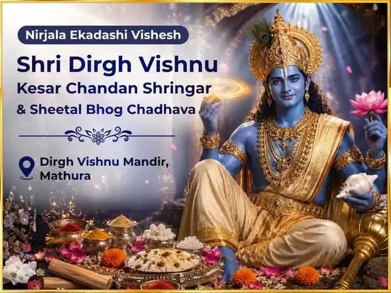 Nirjala Ekadashi Vishesh Shri Deergh Vishnu Kesar Chandan Shringar & Sheetal Bhog Chadhava puja image 1
