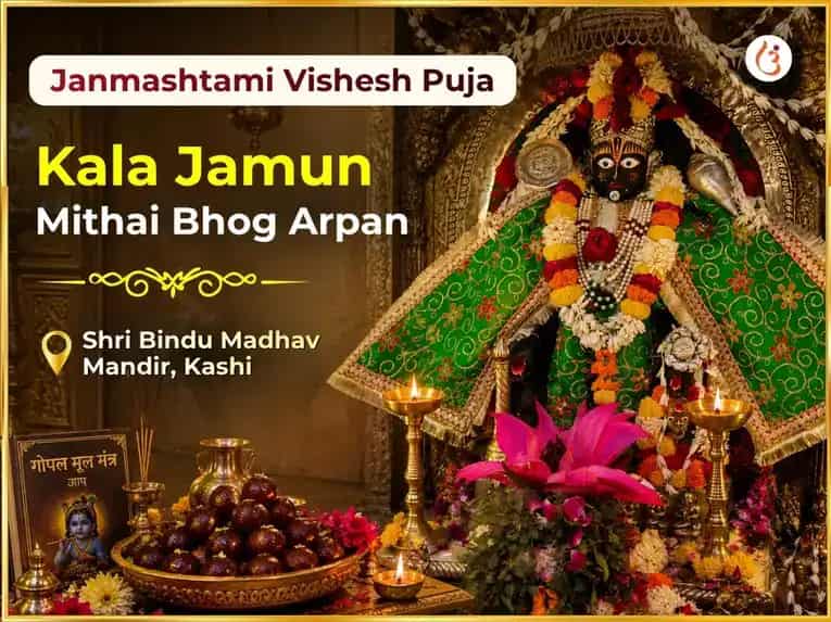 Janmashtami Vishesh Shri Bindu Madhav Kala Jamun Mithai Bhog Arpan puja image 1