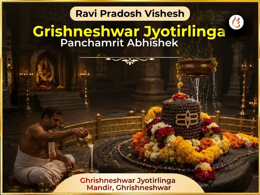 Ravi Pradosh Vishesh Grishneshwar Jyotrling Panchamrit Abhishek puja image 1