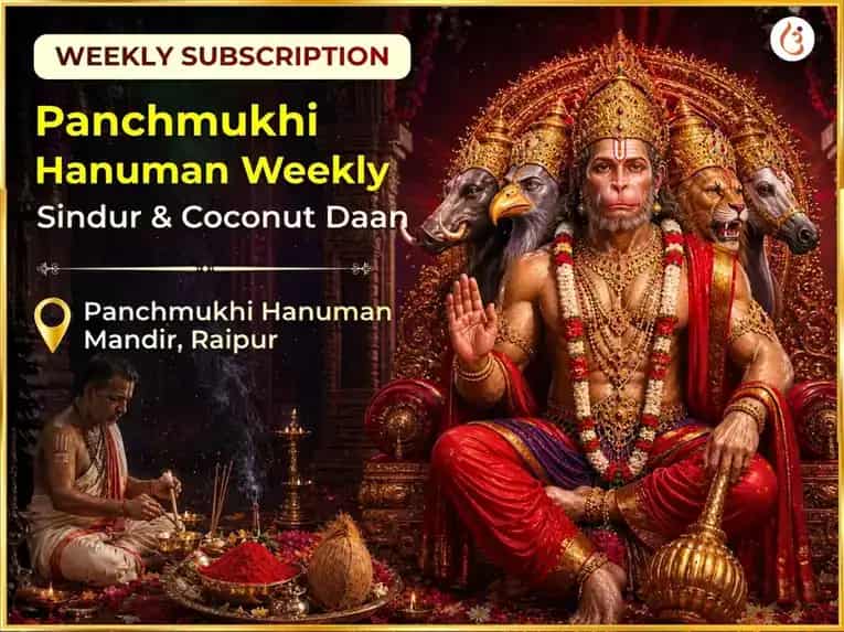 Chaliya Vrat Vishesh Panchamukhi Hanuman Weekly Sindur & Coconut Daan (GROUPED) puja image 1