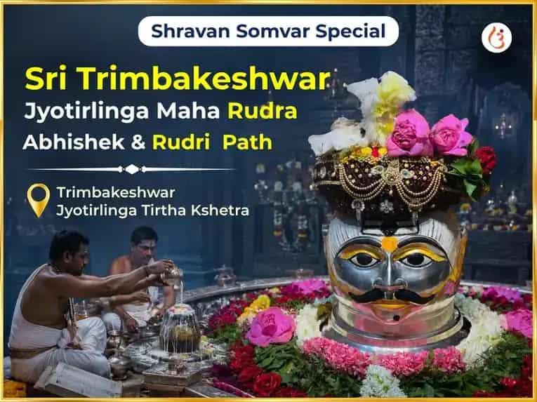 Shravan Somvar Visesh Sri Trimbakeshwar Jyotirlinga Maha Rudra Abhishek & Rudri Path Anusthan puja image 1