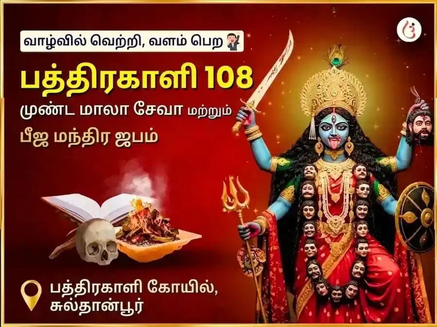 மா பத்ரகாளி 108 முண்ட மாலா சேவா மற்றும் விஜய சம்ரித்தி பீஜ மந்திர ஜாப அனுஷ்டான் puja image 1