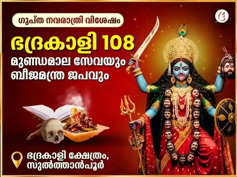 Gupta Navratri Visesh Maa Bhadrakali 108 Munda Mala Seva & Vijay Samriddhi Beej Mantra Jaap Anusthan puja image 1