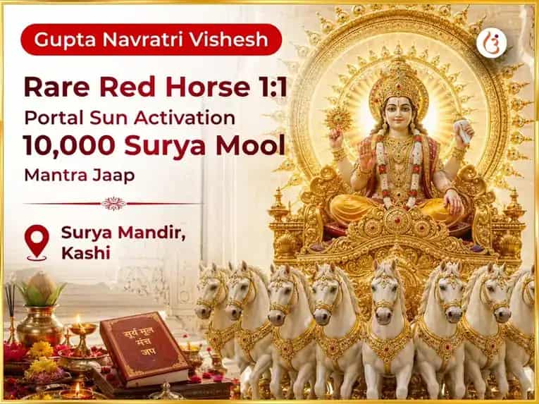 Gupta Navratri Vishesh Rare Red Horse 1:1 Portal Sun Activation 10,000 Surya Mool Mantra Jaap puja image 1
