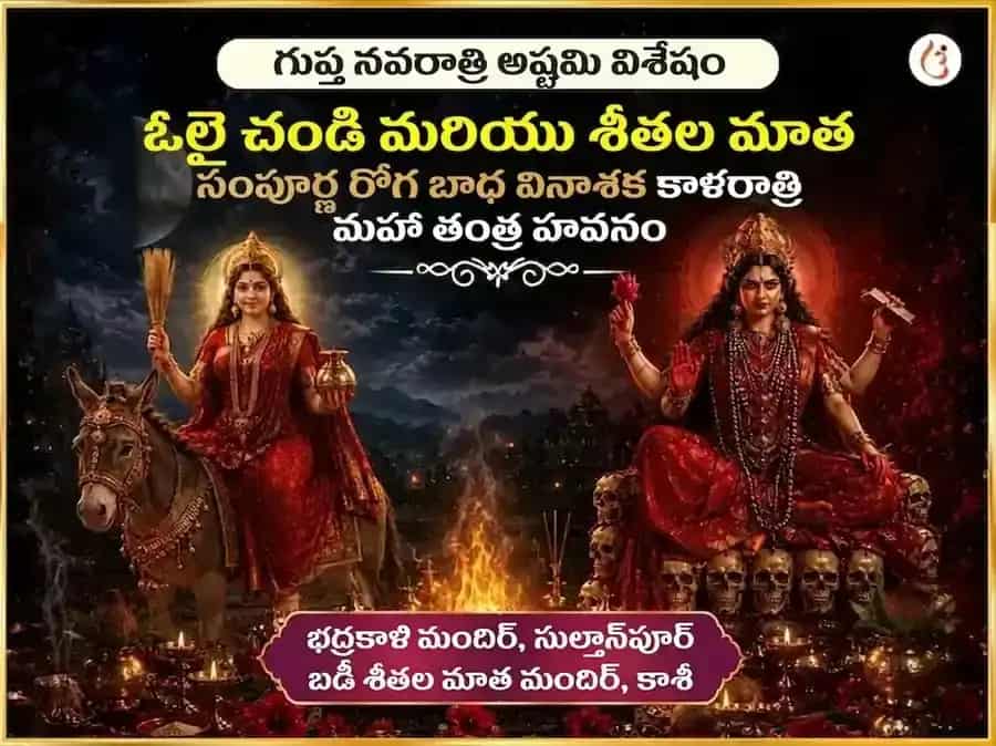గుప్త నవరాత్రి మహా అష్టమి విశేష్ ఓలై చండి & శీతలా మాత సంపూర్ణ రోగ బాధా వినాశక్ కాళ రాత్రి మహా తంత్ర హవన అనుష్ఠాన్ puja image 1