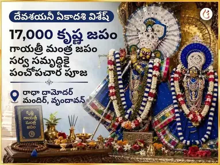 దేవశయని ఏకాదశి విశేష్ 17,000 కృష్ణ గాయత్రీ మంత్ర జాప్ మరియు సర్వ సమృద్ధి పంచోపచార పూజ puja image 1