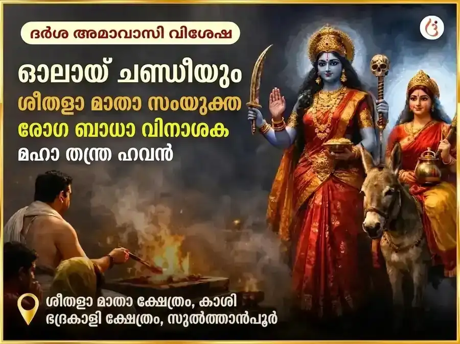 ദർശ അമാവാസി വിശേഷ് ഓലൈ ചണ്ഡി & ശീതളാ മാതാ സമ്പൂർണ്ണ രോഗ ബാധാ വിനാശക് കാളരാത്രി മഹാ തന്ത്ര ഹവൻ അനുഷ്ഠാൻ puja image 1