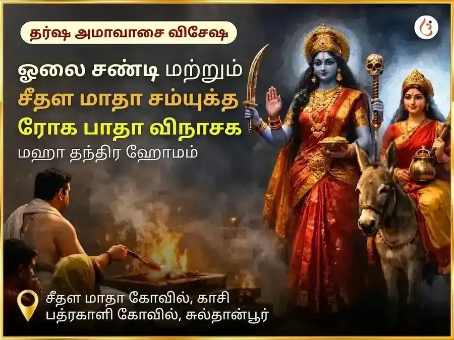 தர்ஷ அமாவாசை விசேஷ ஓலை சண்டி மற்றும் ஷீதள மாதா சம்பூர்ண ரோக பாதா விநாஷக காள ராத்திரி மகா தந்திர ஹவன் அனுஷ்டான் puja image 1