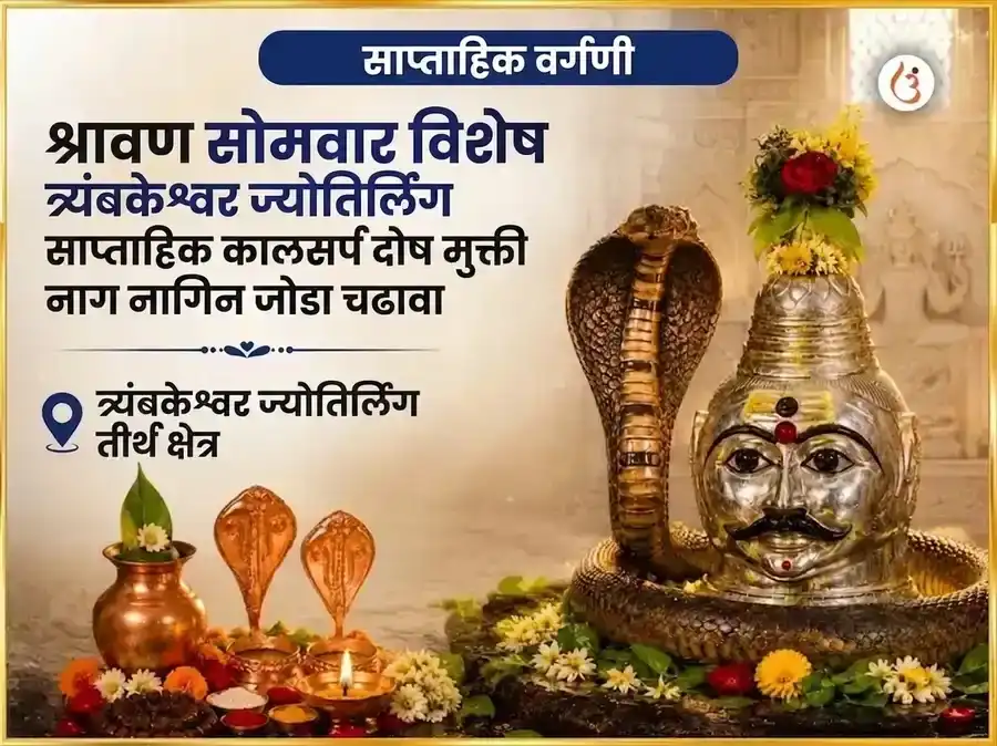 श्रावण सोमवार विशेष त्र्यंबकेश्वर ज्योतिर्लिंग साप्ताहिक कालसर्प दोष मुक्ती नाग-नागिन जोडा चढावा puja image 1