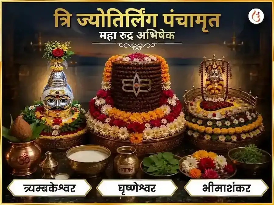 मासिक शिवरात्रि विशेष त्रि ज्योतिर्लिंग पंचामृत महा रुद्र अभिषेक पूजा puja image 1