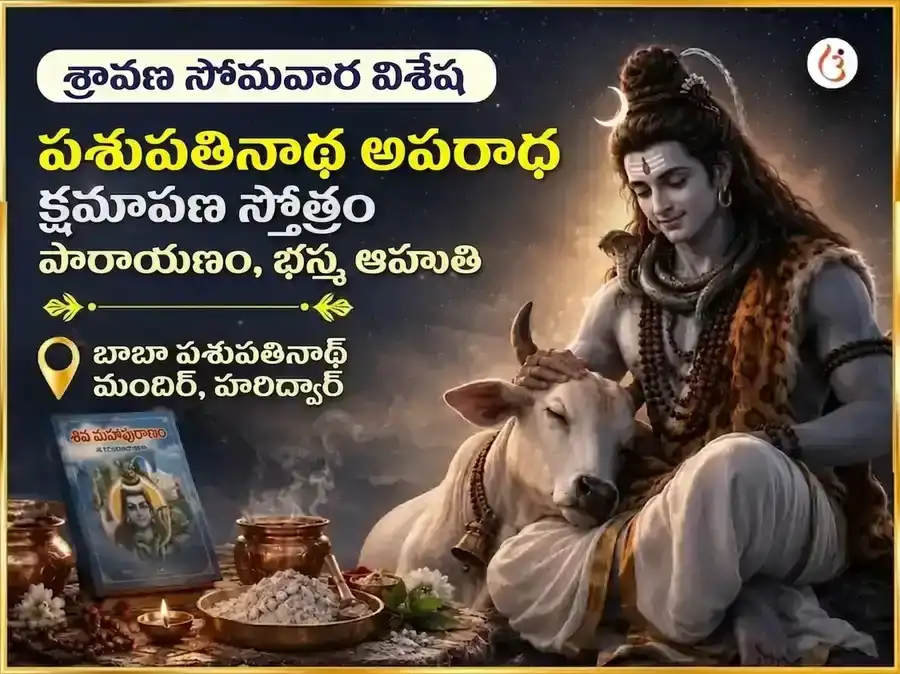 శ్రావణ సోమవార విశేష పశుపతినాథ అపరాధ క్షమాపణ స్తోత్రం పాఠం మరియు భస్మ ఆహుతి puja image 1
