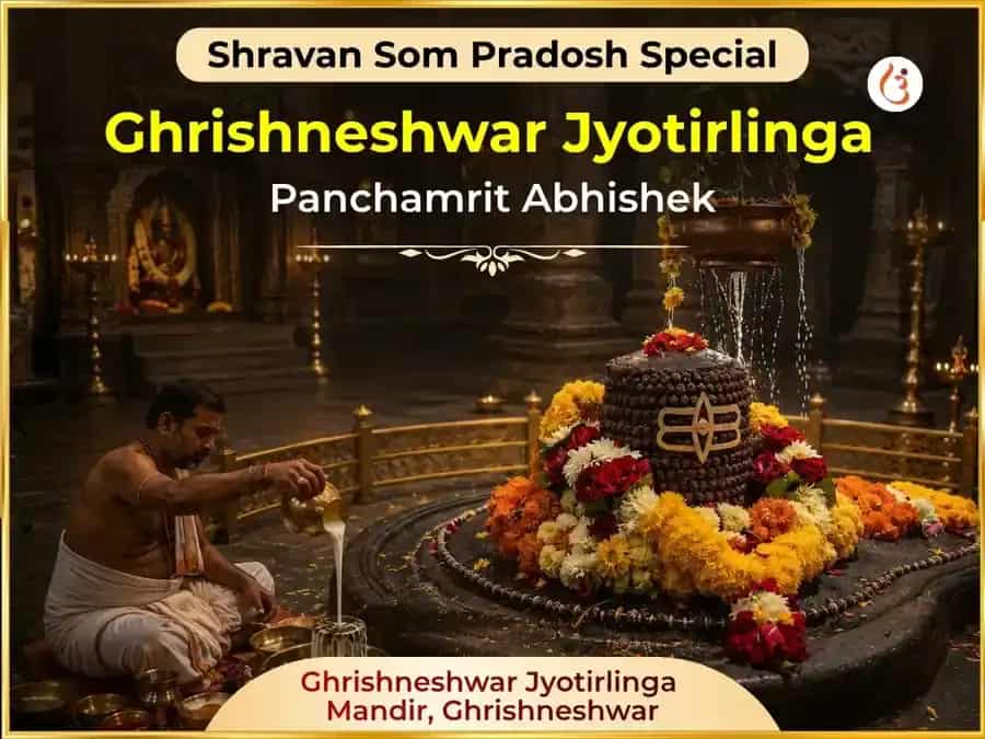 Shravan Som Pradosh Vishesh Grishneshwar Jyotrling Panchamrit Abhishek puja image 1