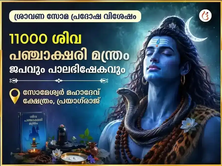 ശ്രാവണ സോമ പ്രദോഷ വിശേഷ് 11000 ശിവ പഞ്ചാക്ഷരി മന്ത്ര ജപവും ദുധ് അഭിഷേകും puja image 1