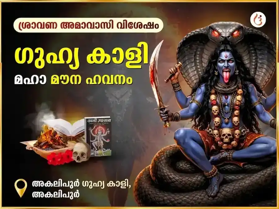 ശ്രാവണ അമാവാസി വിശേഷാൽ അകലിപൂർ ഗുഹ്യ കാളി രഹസ്യ മഹാ മൗന ഹവനം puja image 1