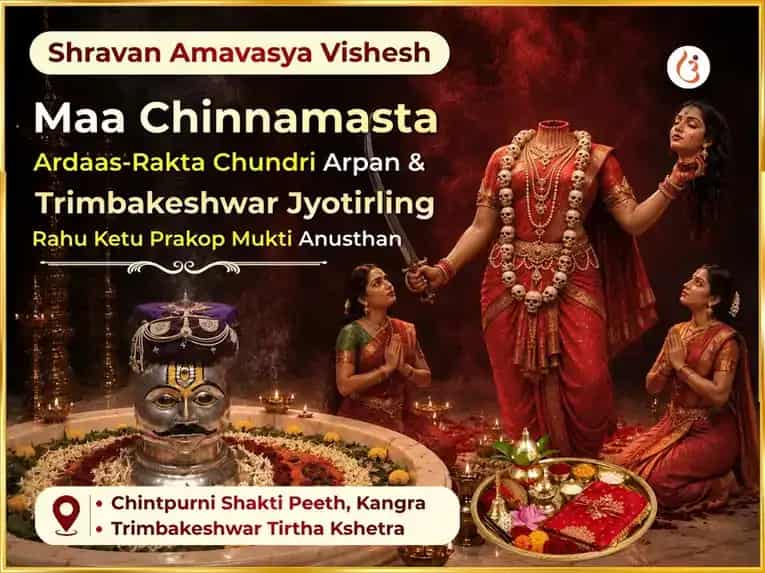 Shravan Amavasya Vishesh Maa Chinnamasta Ardaas-Rakta Chundri Arpan & Trimbakeshwar Jyotirling Rahu Ketu Prakop Mukti Anusthan puja image 1