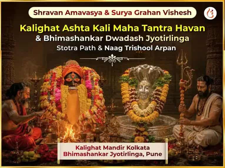 Shravan Amavasya & Surya Grahan Vishesh Kalighat Ashta Kali Maha Tantra Havan & Bhimashankar Jyotirlinga Dwadash Jyotirling & Naag Trishool Arpan puja image 1