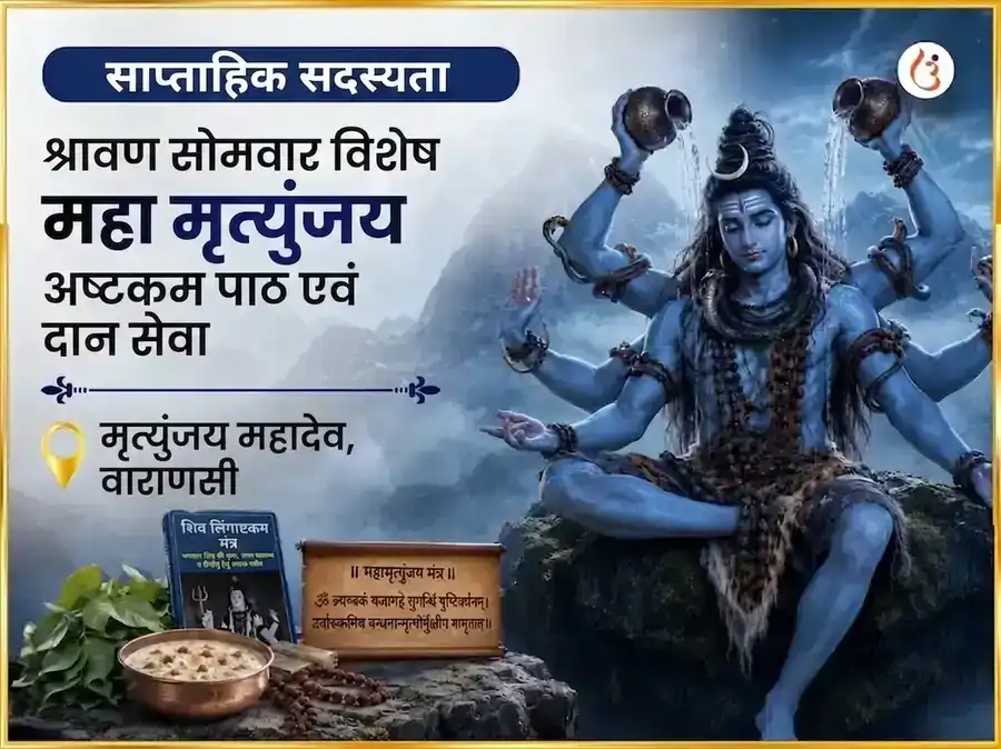 श्रावण सोमवार विशेष मृत्युंजय महादेव साप्ताहिक पाठ और दान सेवा puja image 1