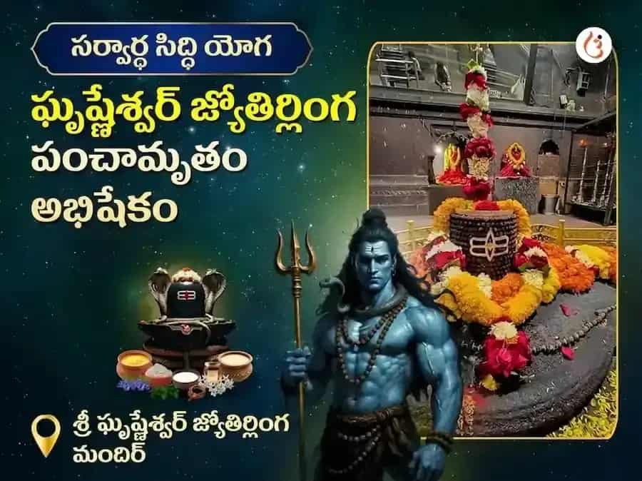 సర్వార్థ సిద్ధి యోగ విశేష ఘృష్ణేశ్వర్ జ్యోతిర్లింగ పంచామృత రుద్రాభిషేక మహా పూజ puja image 1